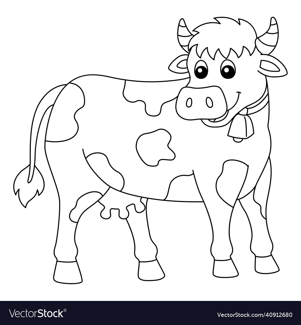 Cow coloring page isolated for kids royalty free vector