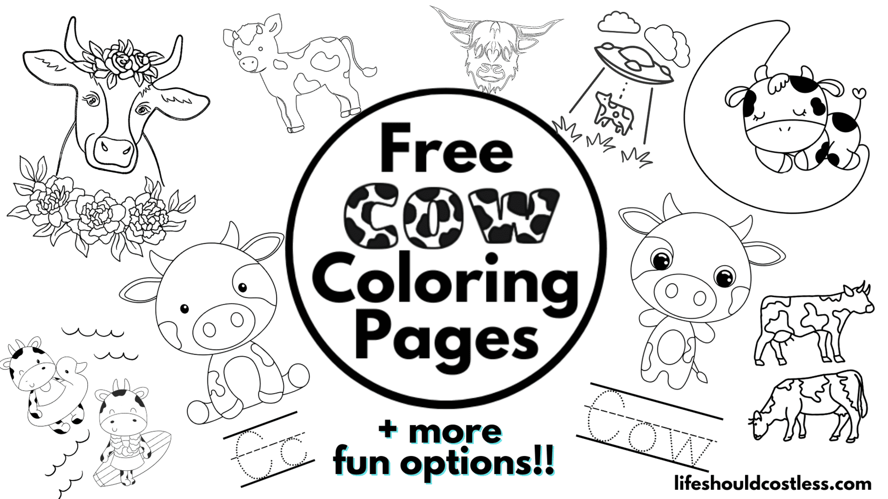 Cow coloring pages free printable pdf templates