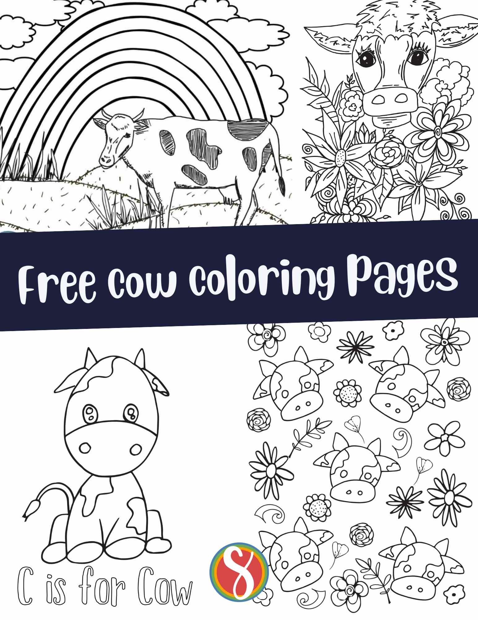 Free cow coloring pages â stevie doodles