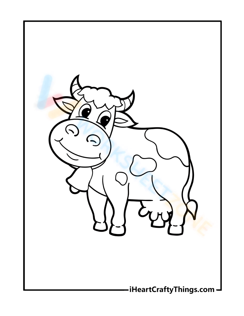 Free printable fun cow coloring pages for kids