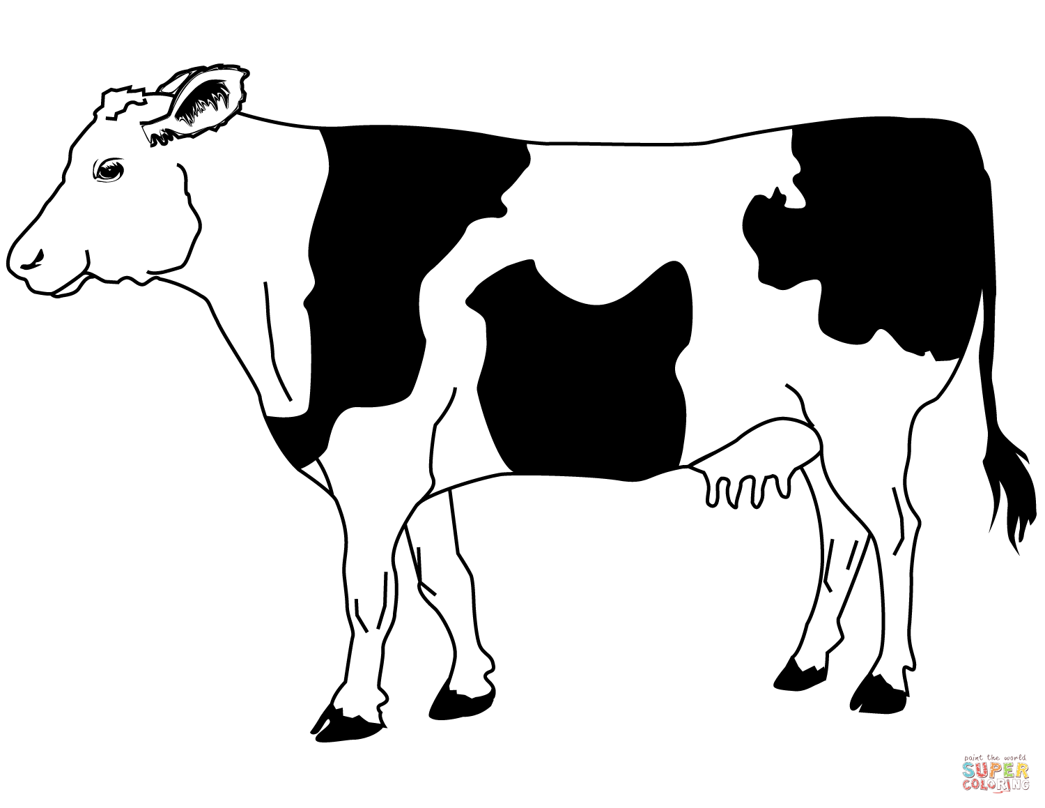 Black and wite cow coloring page free printable coloring pages