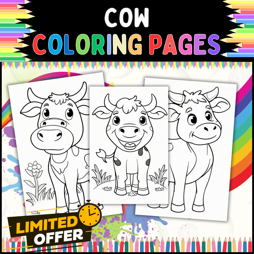 Cow coloring pages for kids