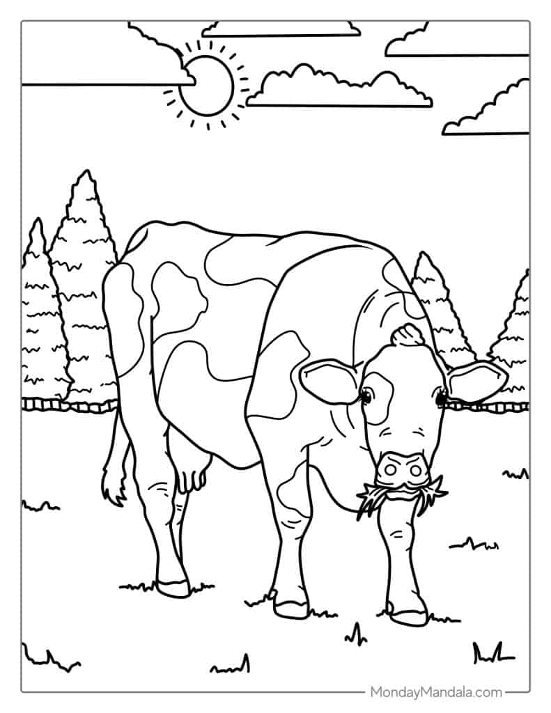 Cow coloring pages free pdf printables