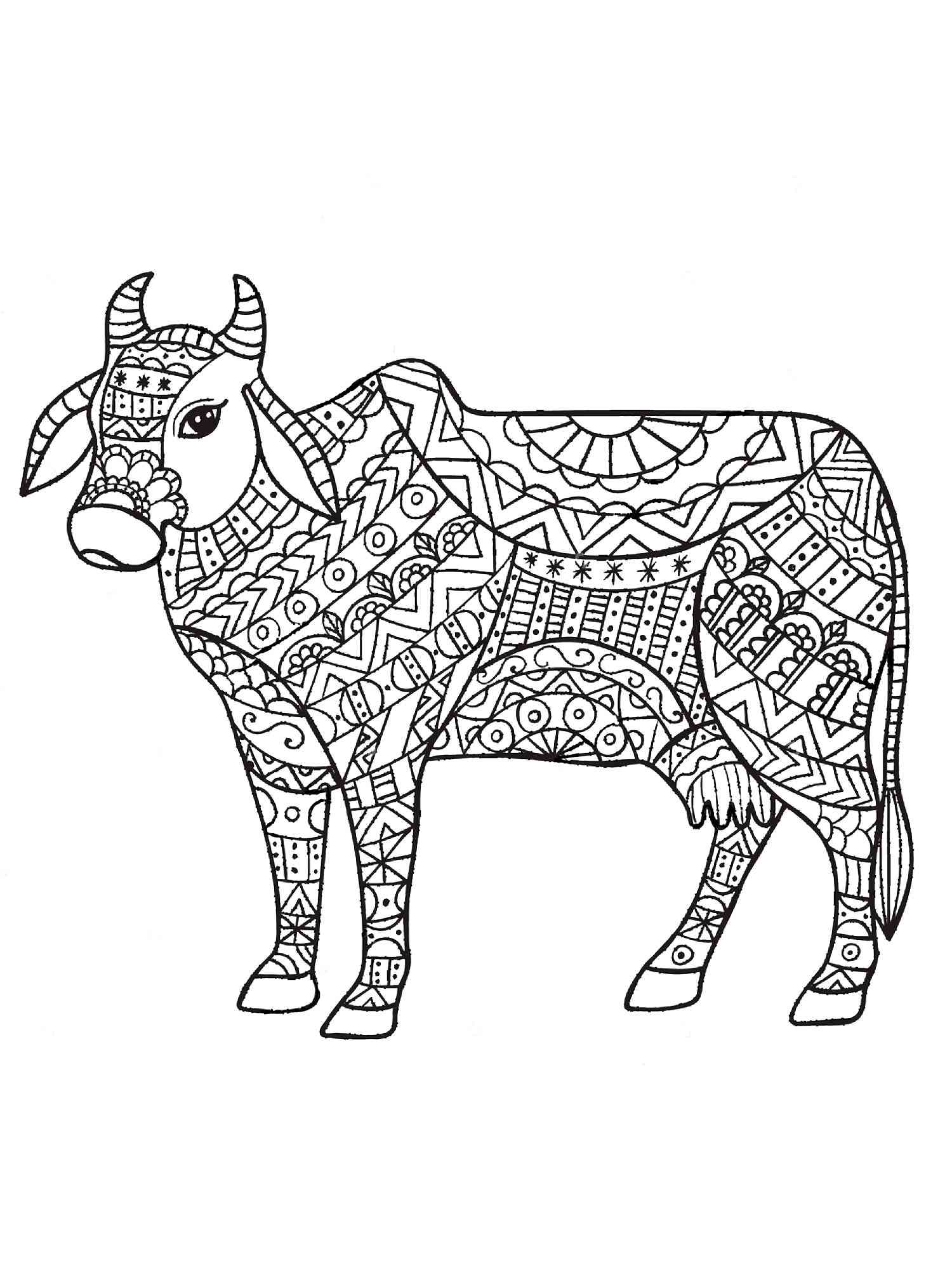 Cow coloring pages for adults