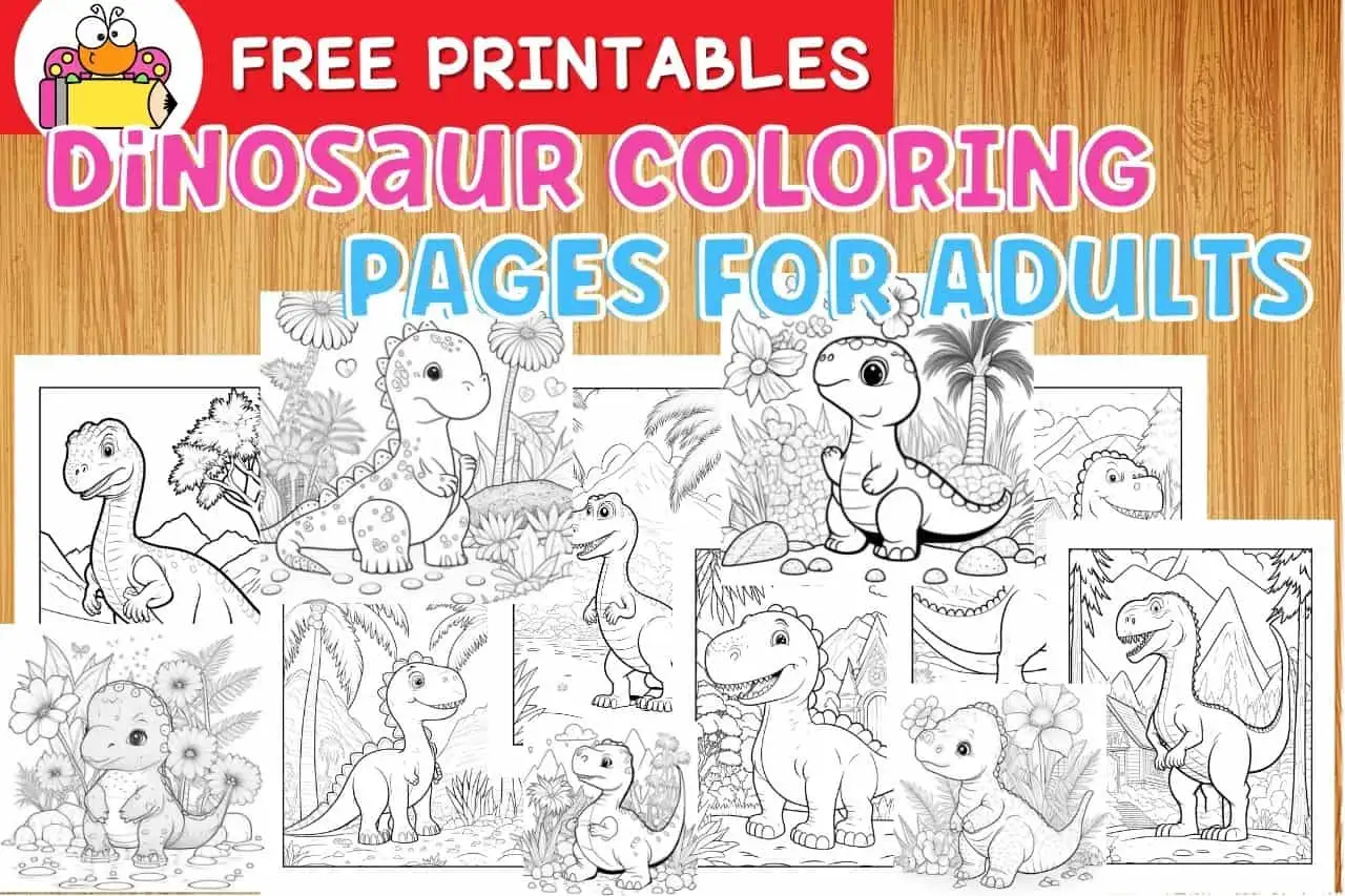 Free dinosaur coloring pages for teens and adults