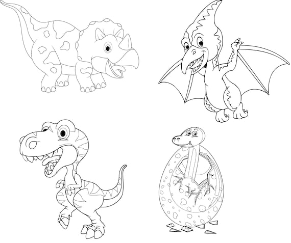 Dinosaurs coloring book for kids printable coloring book for children digital download pdf surprise packs included