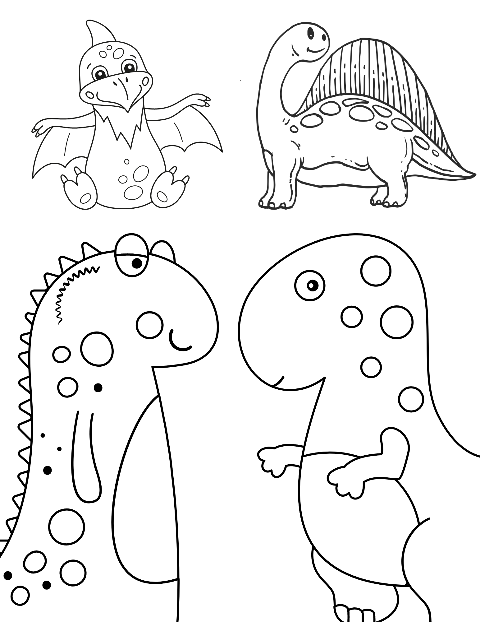 Free printable cute dinosaur coloring pages