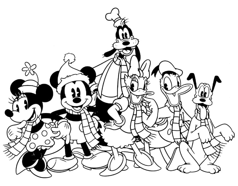 Disney cartoon characters coloring page