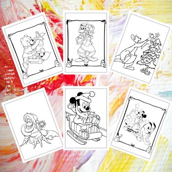 Delightful disney characters printable christmas coloring pages for kids