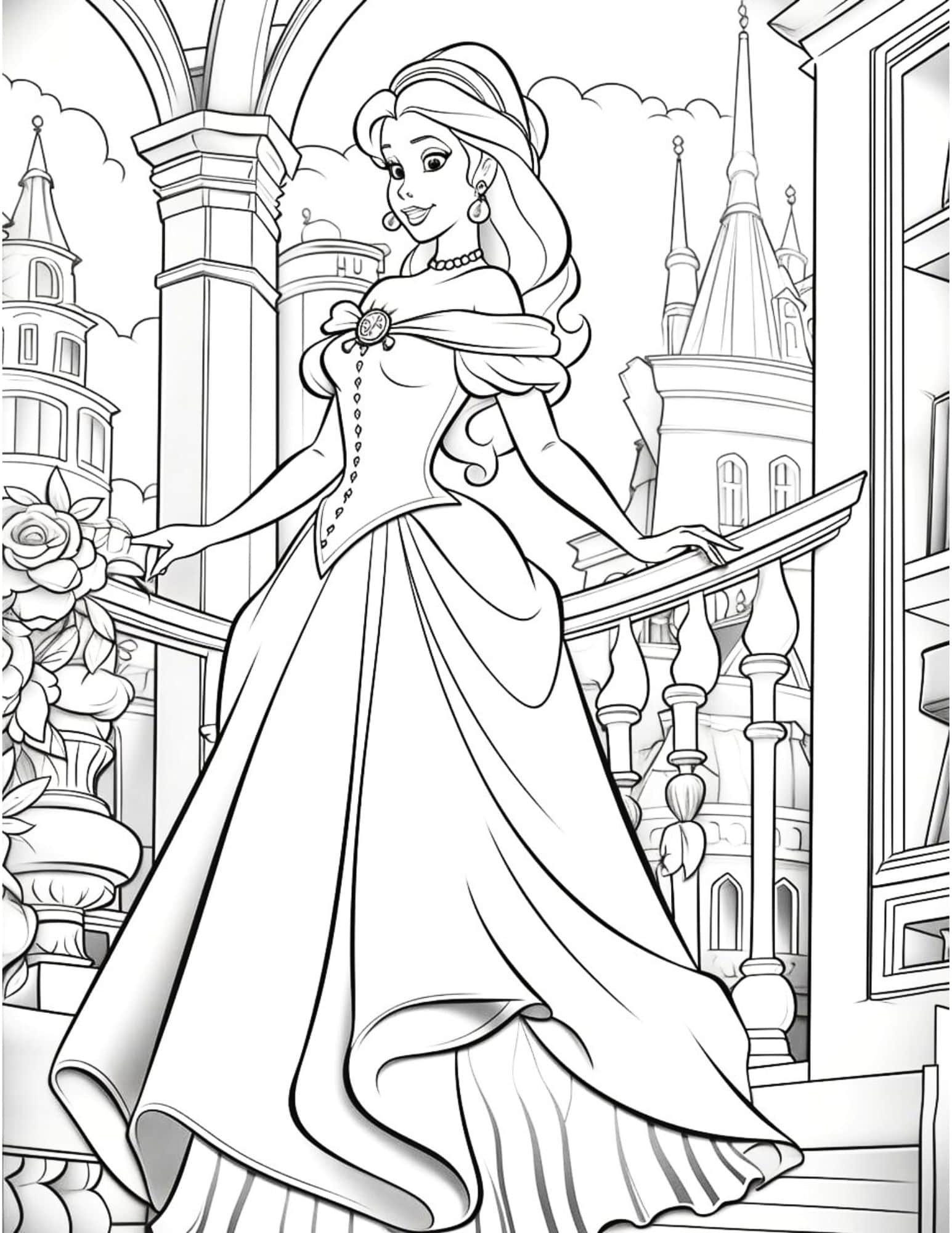 Gorgeous princess coloring pages for kids and adults