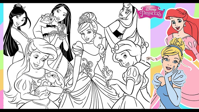 Coloring many disney princesses together