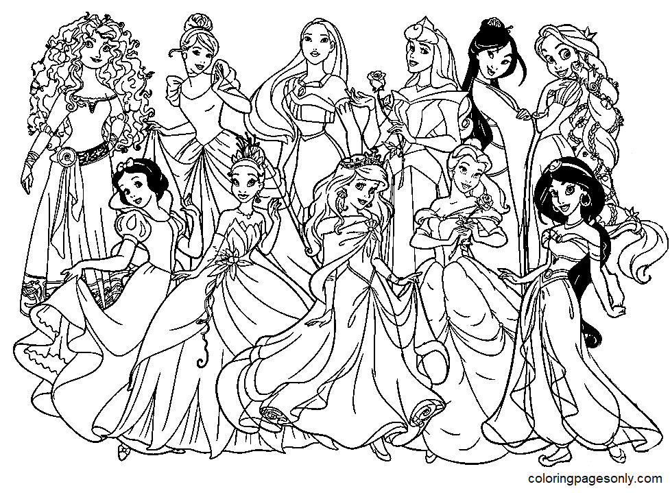 Free printable disney princess coloring page