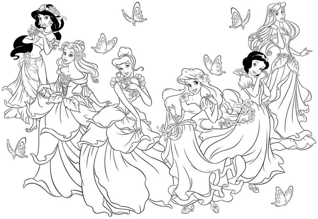 All disney princesses coloring page