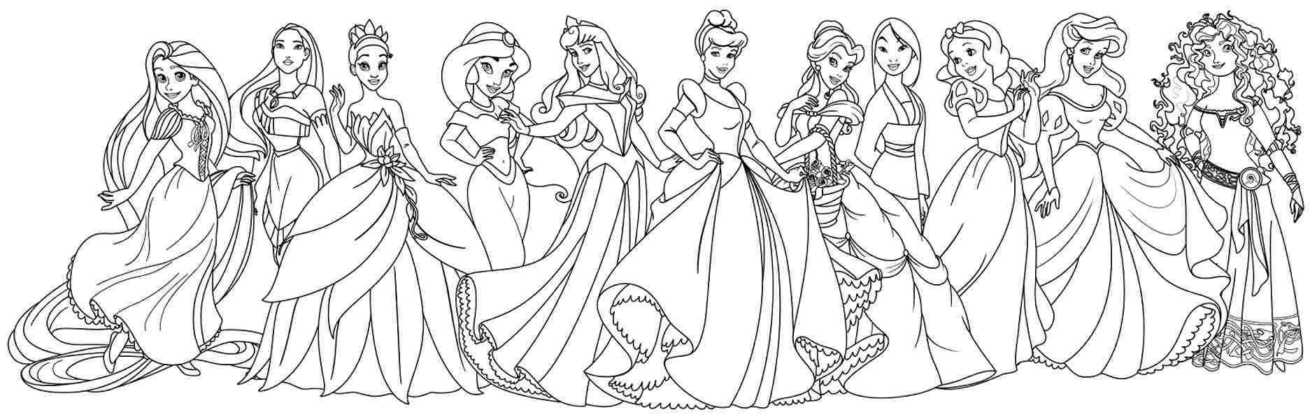 Free printable disney princesses coloring pages