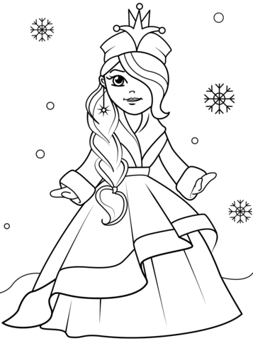 Winter princess coloring page free printable coloring pages