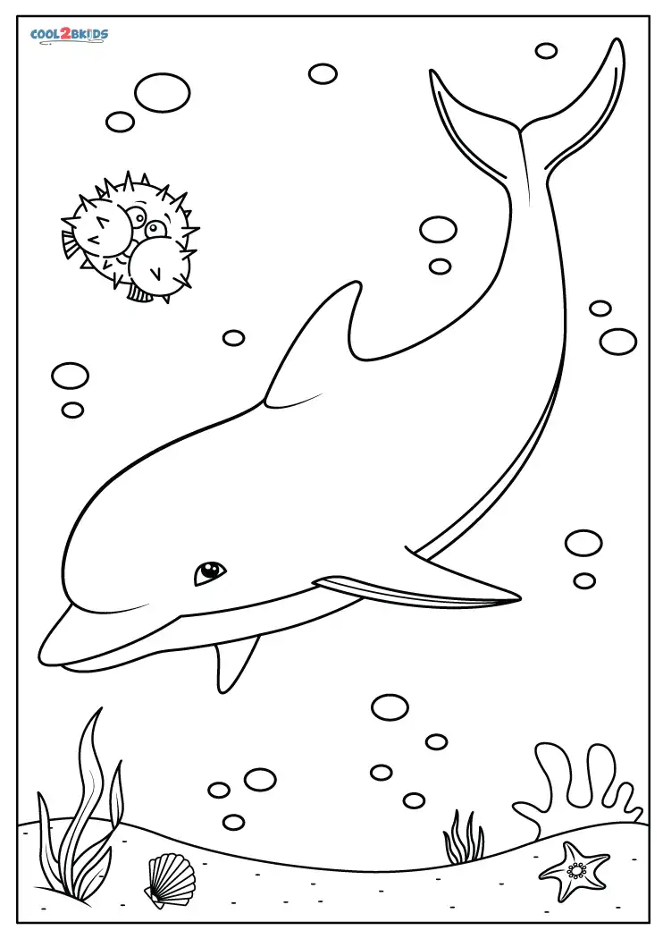 Free printable dolphin coloring pages for kids