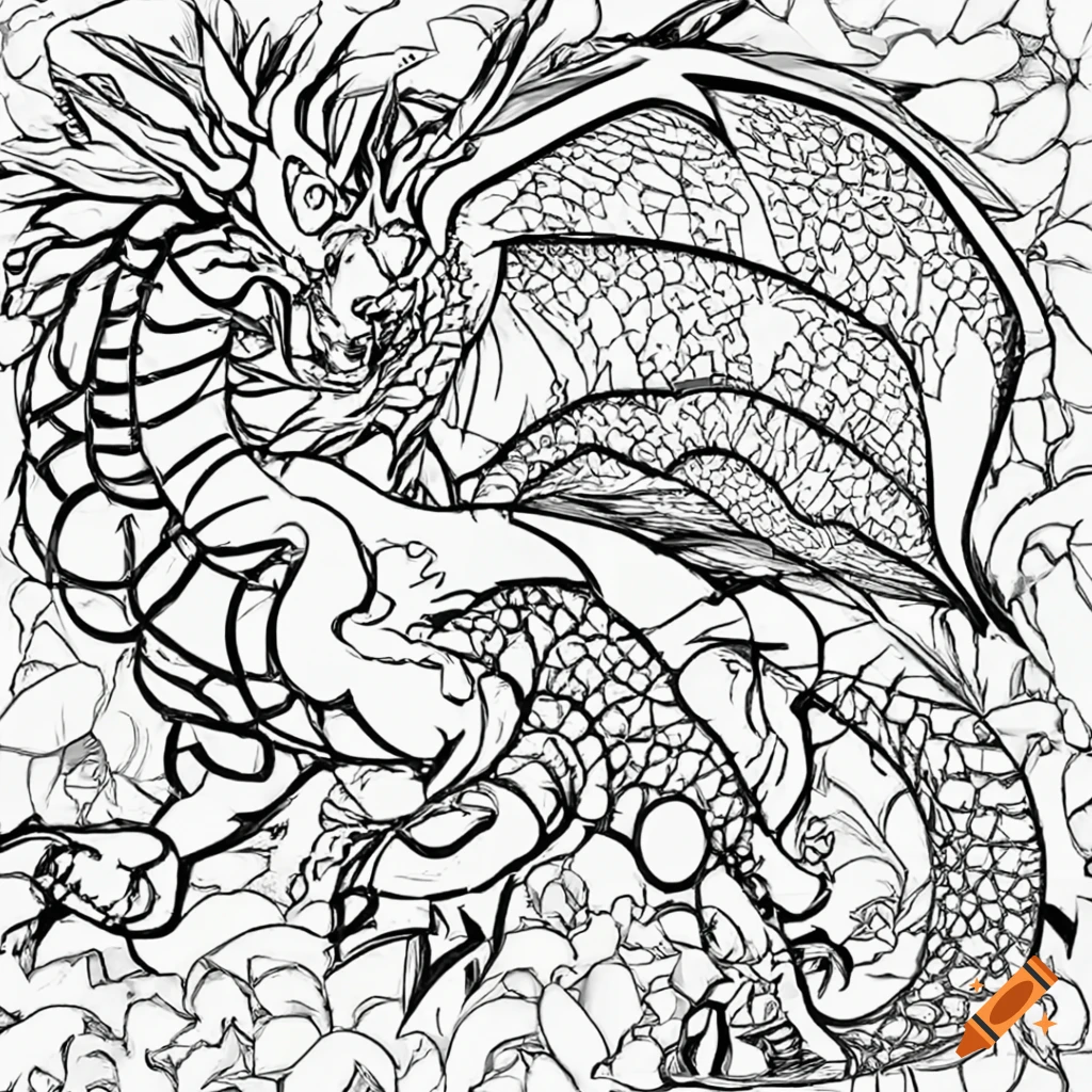 Colouring book for children anime imagedragon white backgroundclean line artfine line art