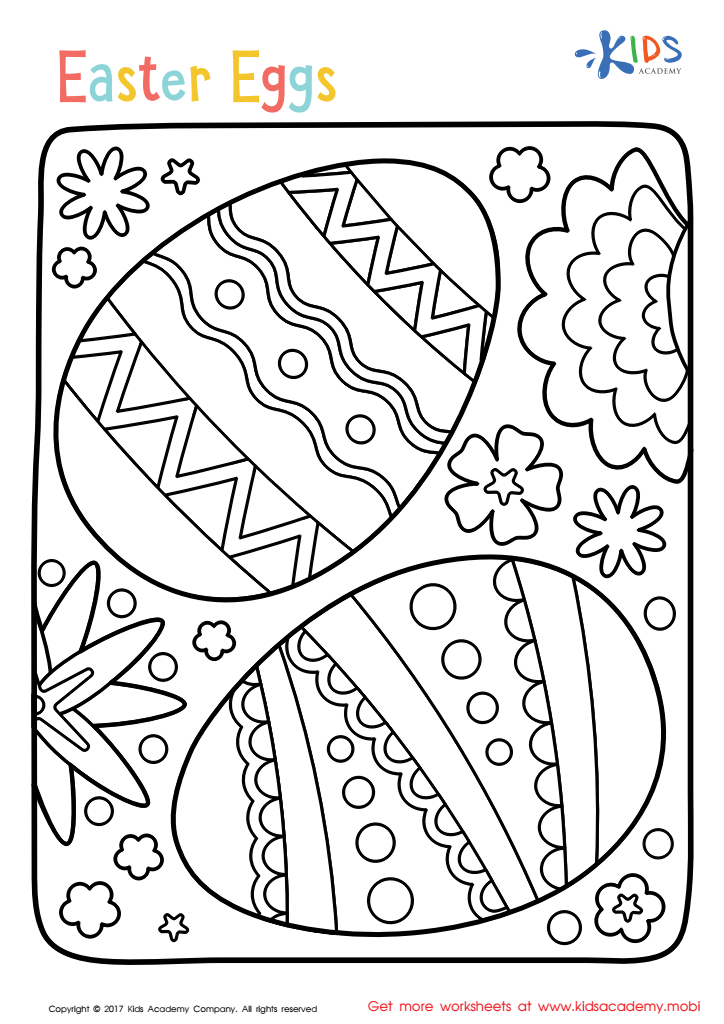 Easter easter eggs worksheet printable coloring page for kids