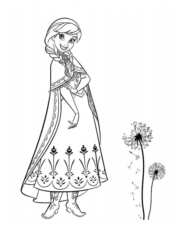 Digital anna elsa frozen colouring pages