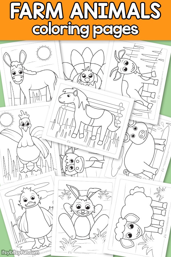 Farm animals coloring pages for kids