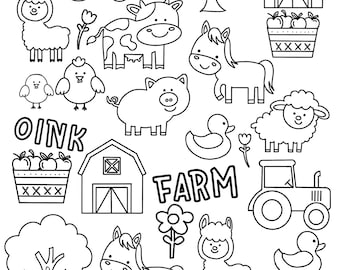 Farm animals coloring page animals coloring page coloring pagescolouring page kids learning activities kids farm art coloring page