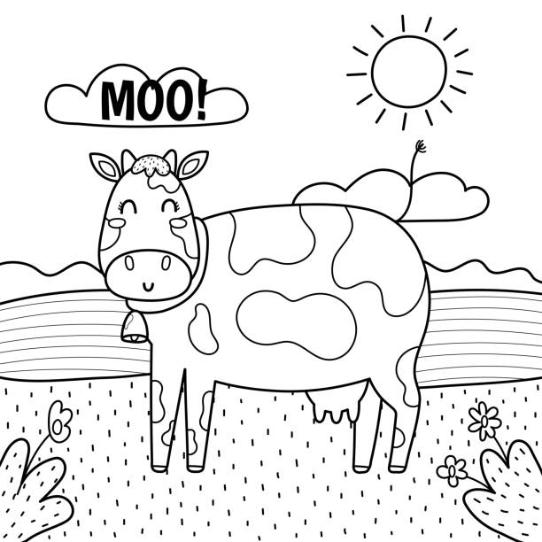 Farm animal coloring pages stock illustrations royalty