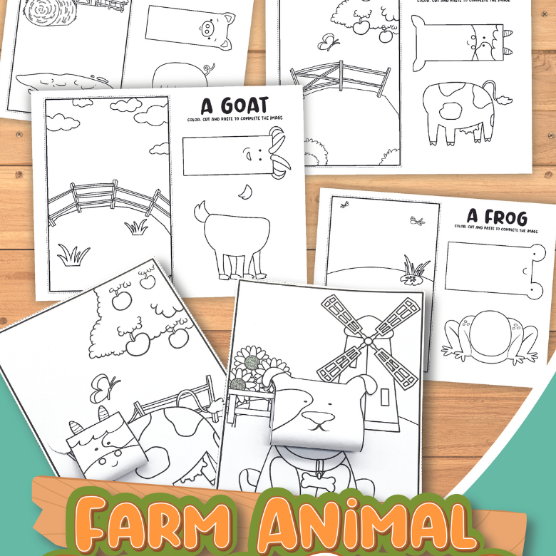 D farm animal coloring pages â messy little monster shop