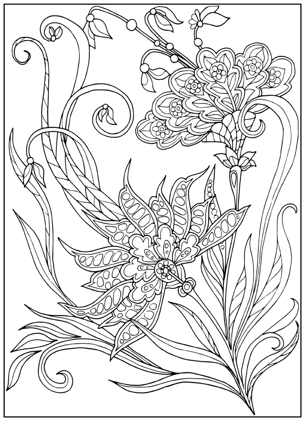 Set of decorative flowers coloring pages â the nature bin