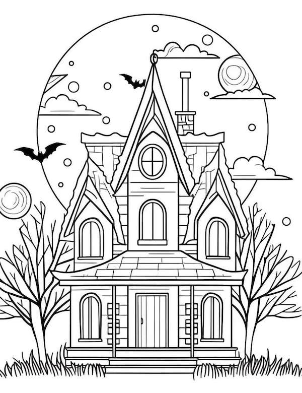 Creative haunted house coloring pages