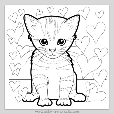 Kitten love coloring page m