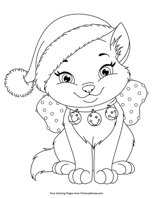 Christmas kitten coloring page â free printable pdf from