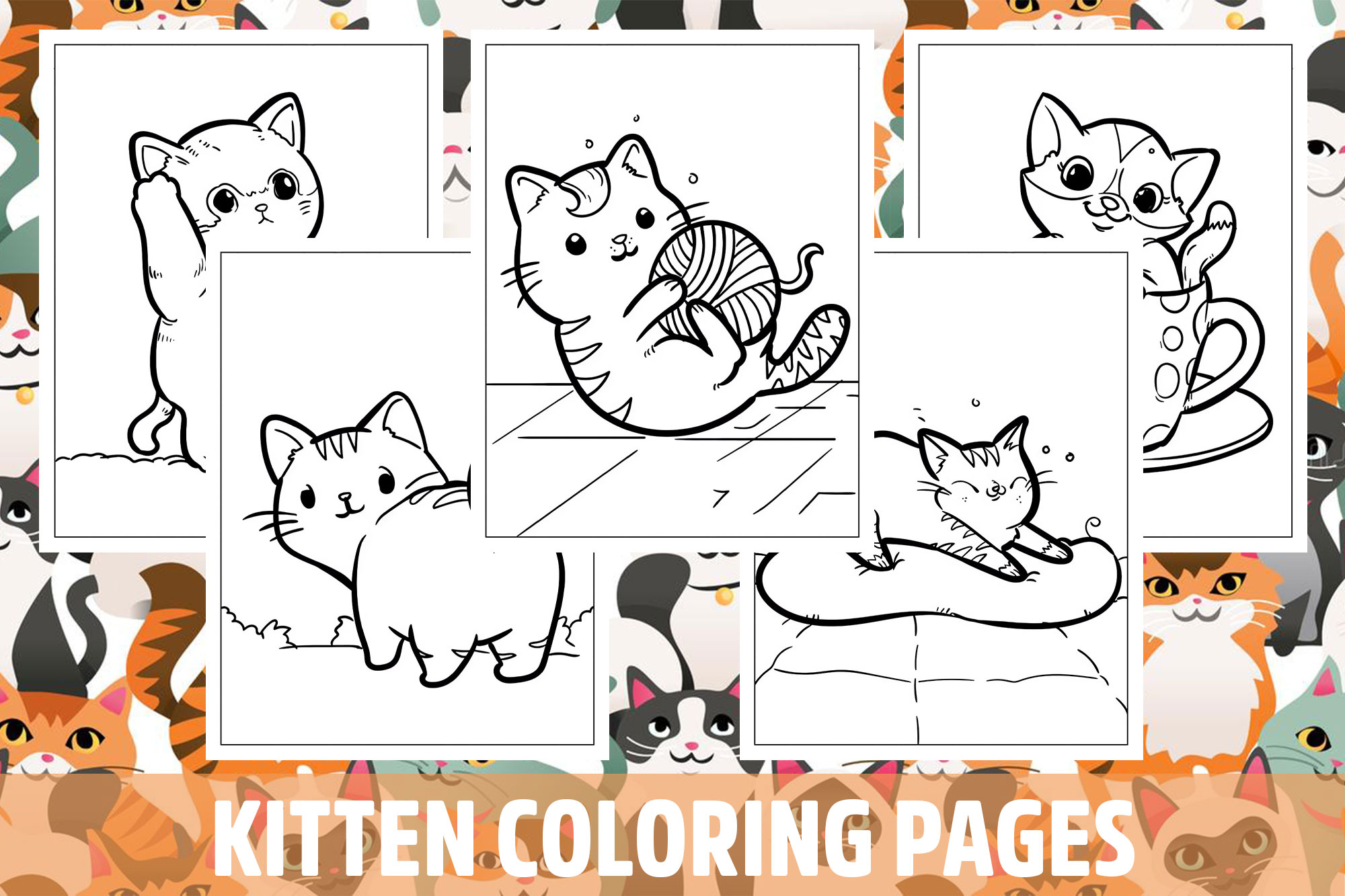 Kitten coloring pages for kids girls boys teens birthday school activity made by teachers