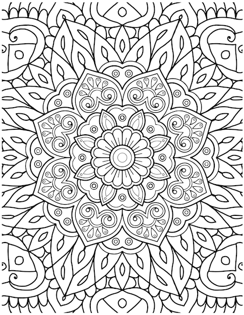 Premium vector hand drawn mandala coloring pages for adult coloring book floral hand drawn mandala coloring page