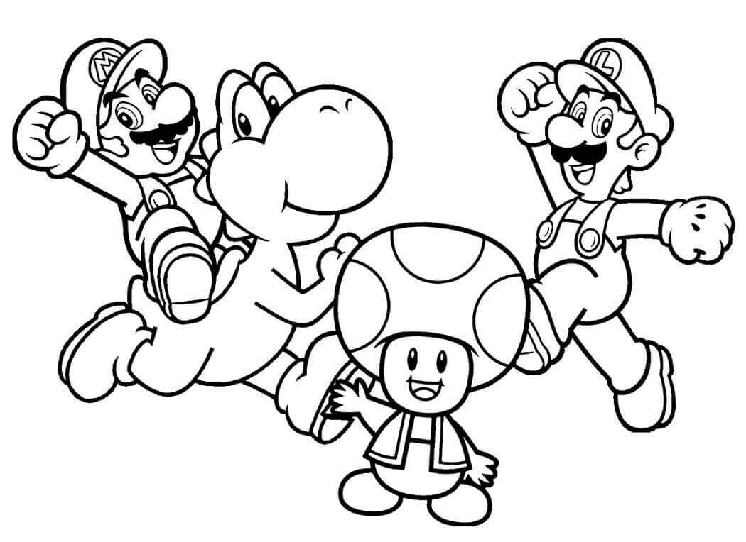 Characters from mario coloring page