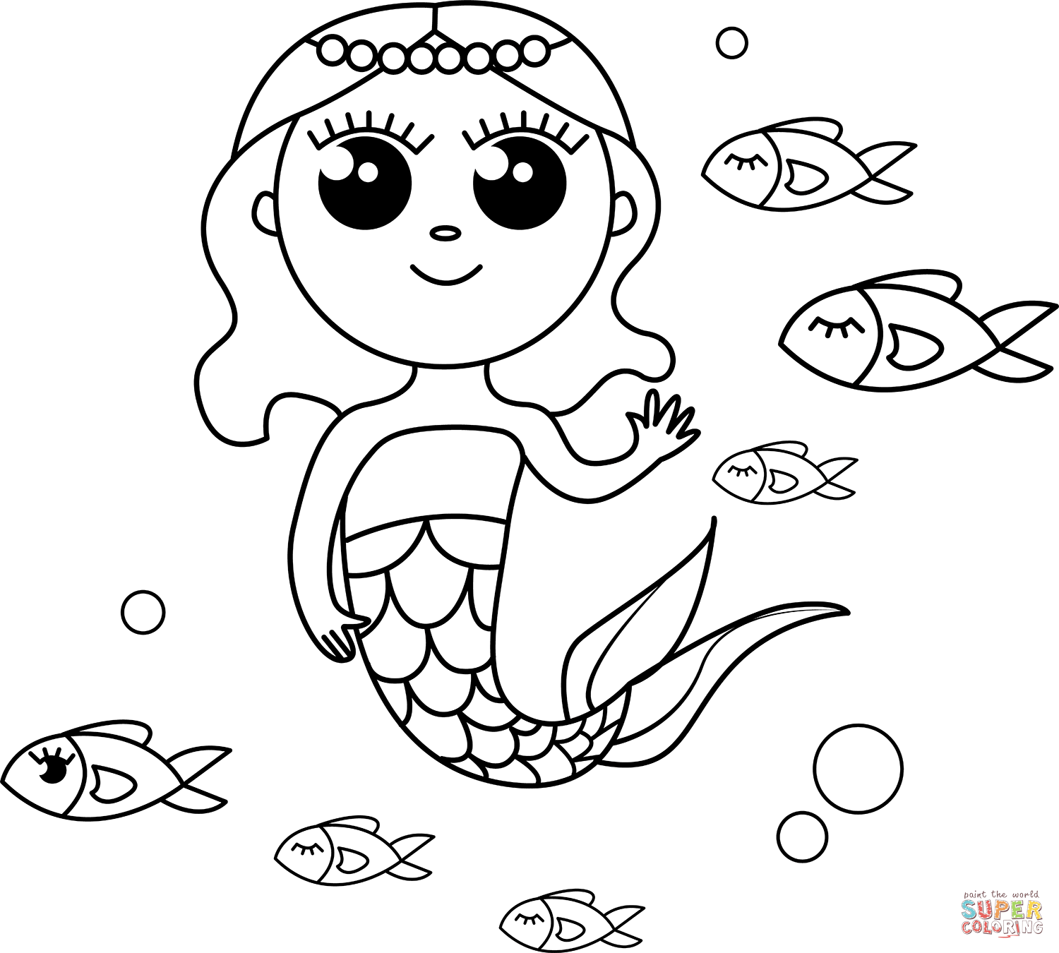 Easy mermaid coloring page free printable coloring pages