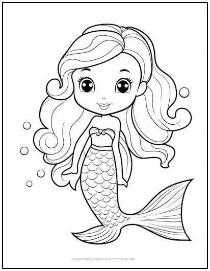 Young mermaid coloring page print it free