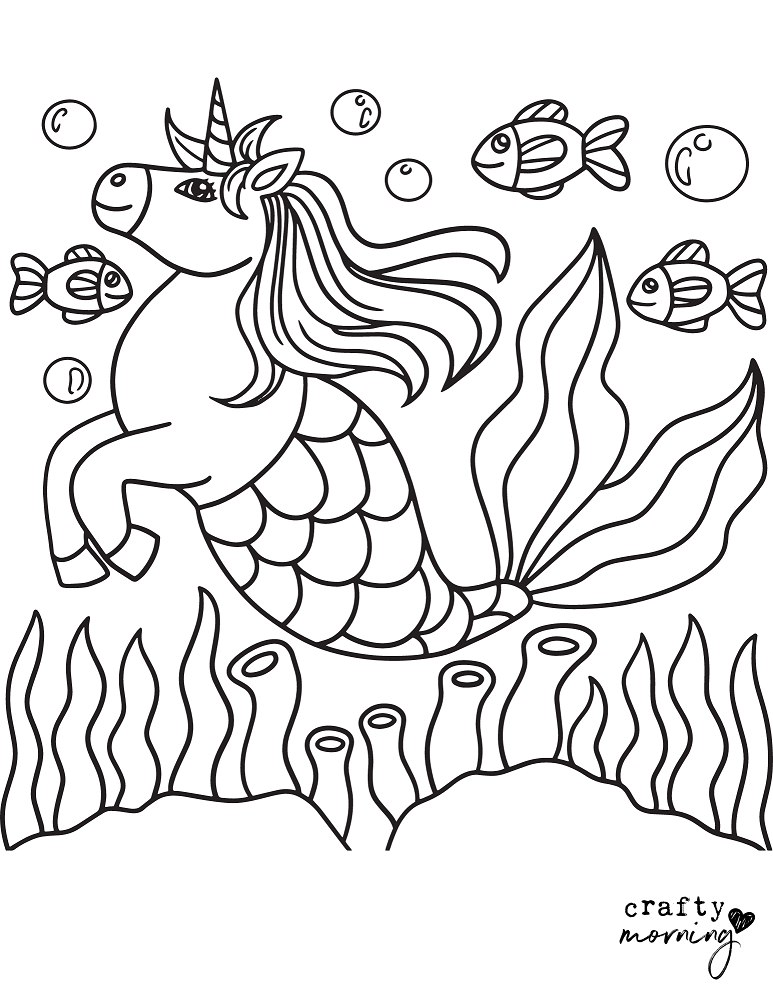 Unicorn mermaid coloring pages