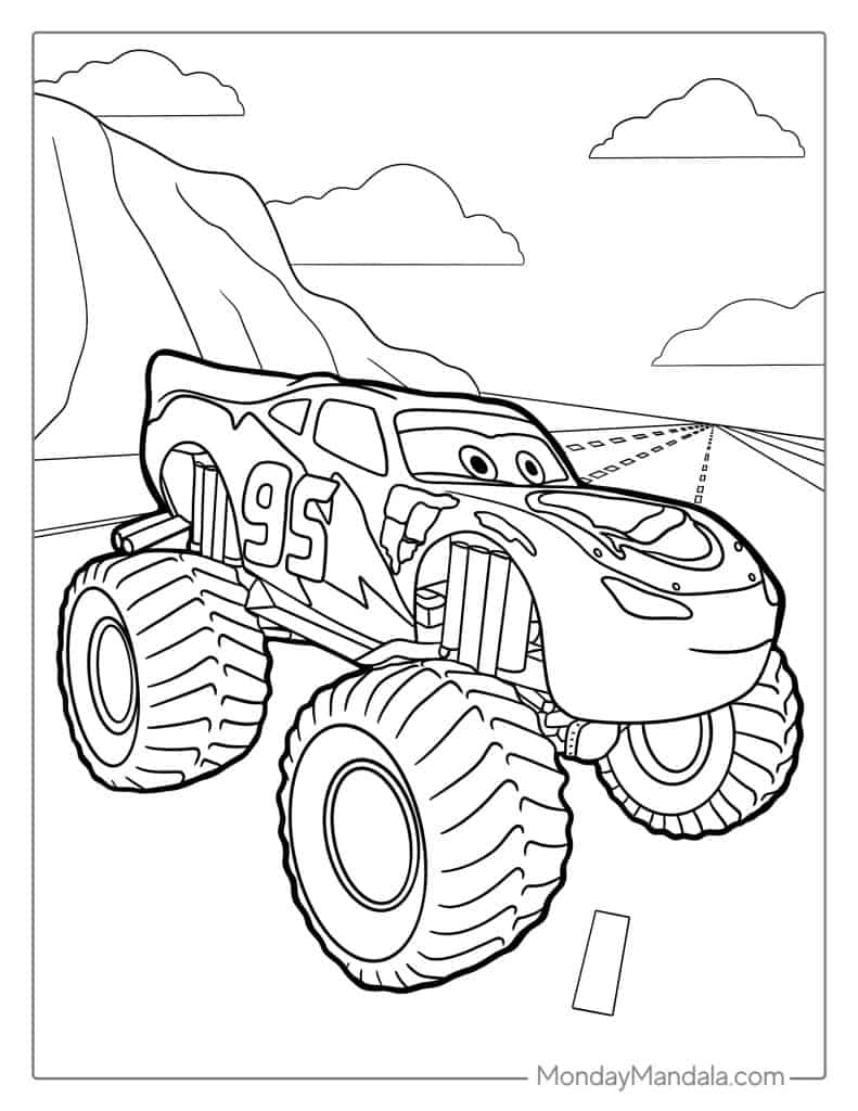 Monster truck coloring pages free pdf printables