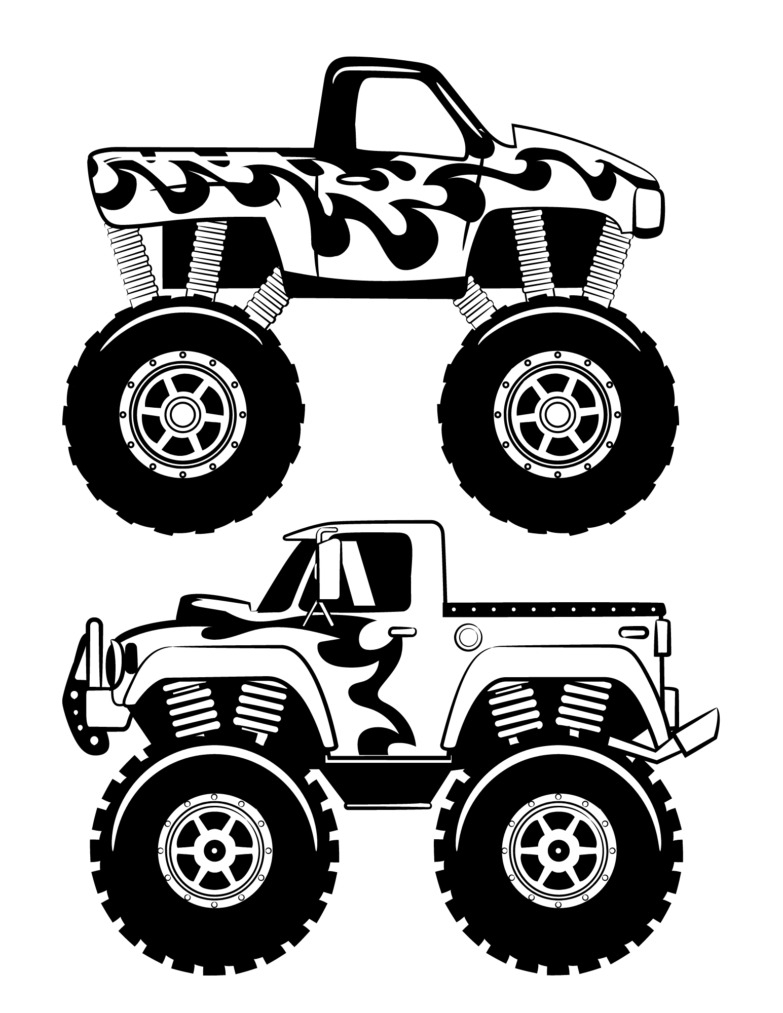 Print big fun with these free monster truck coloring pages