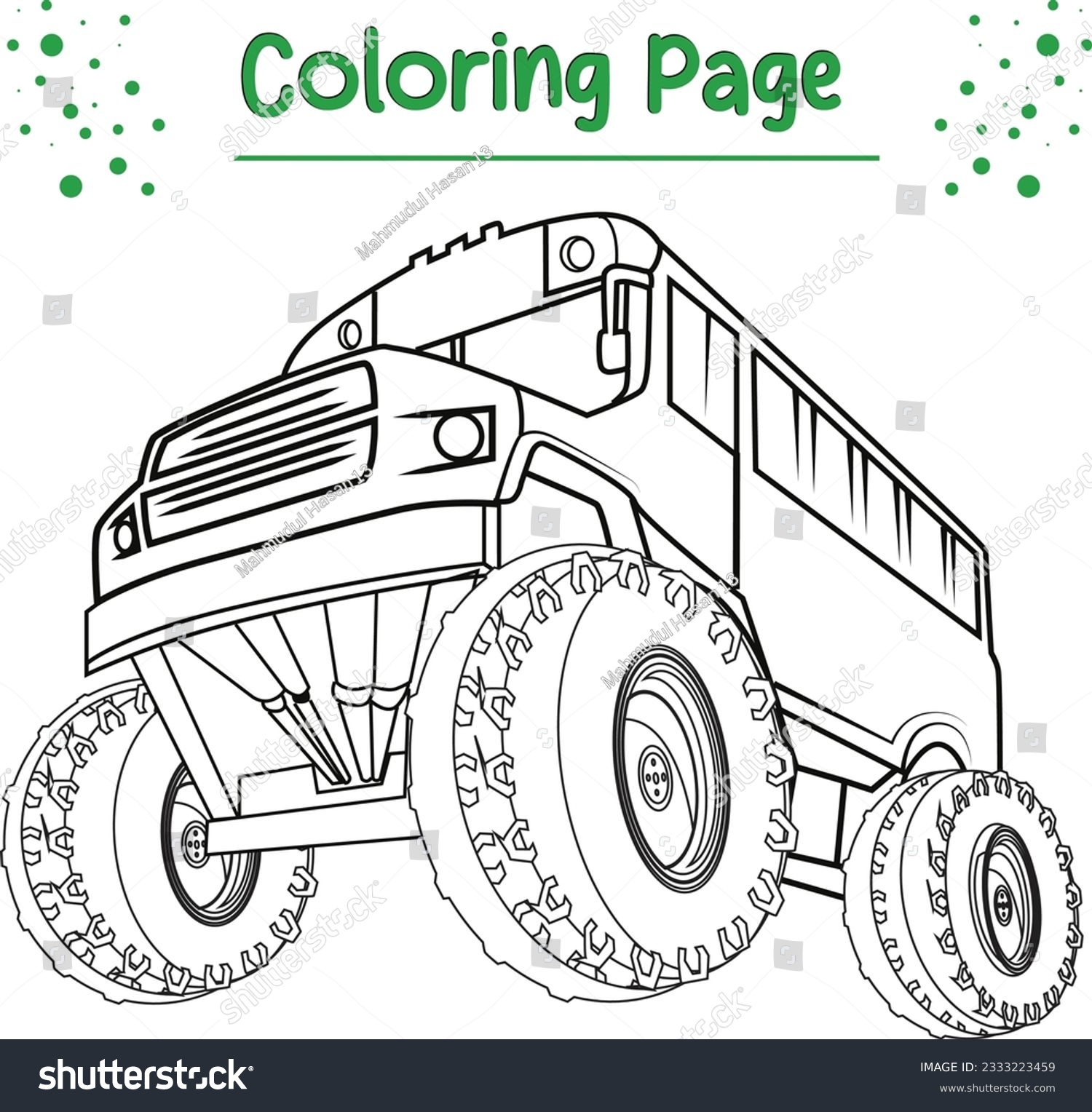 Monster truck coloring page printable monster stock vector royalty free