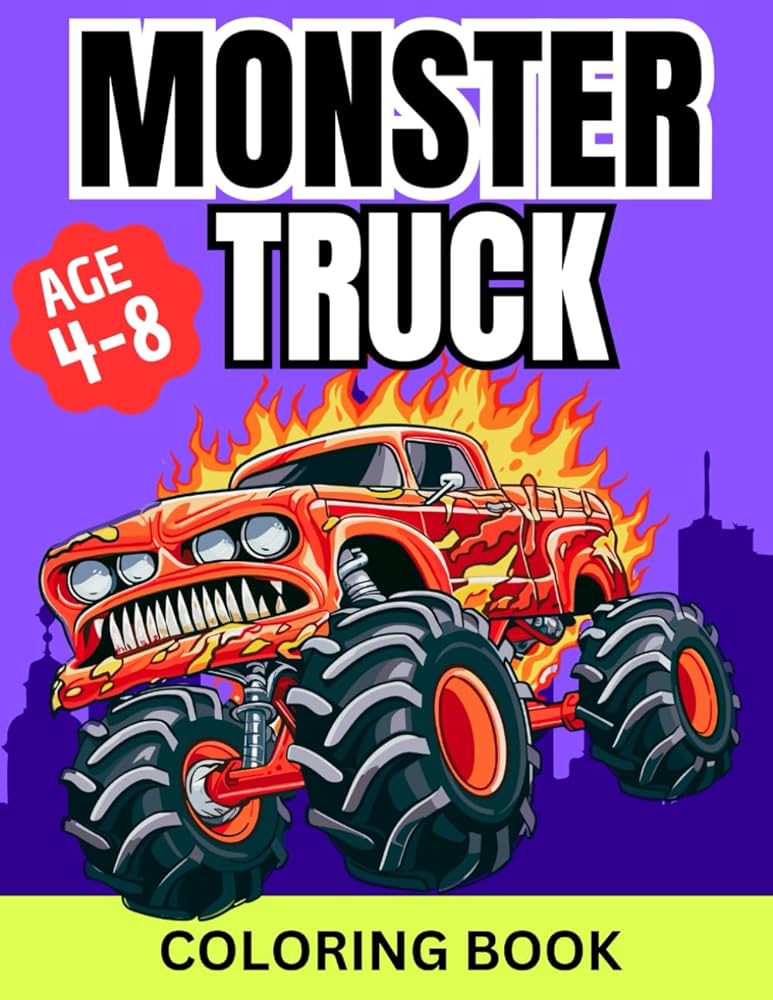 Monster truck coloring book monster trucks with coloring pages for kids coloring books for kids editorial palettema books