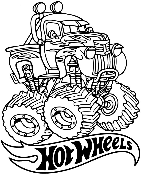 Monster truck coloring page hot wheels