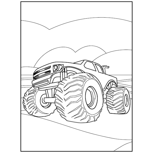 Premium vector printable monster truck coloring pages for kids premium vector