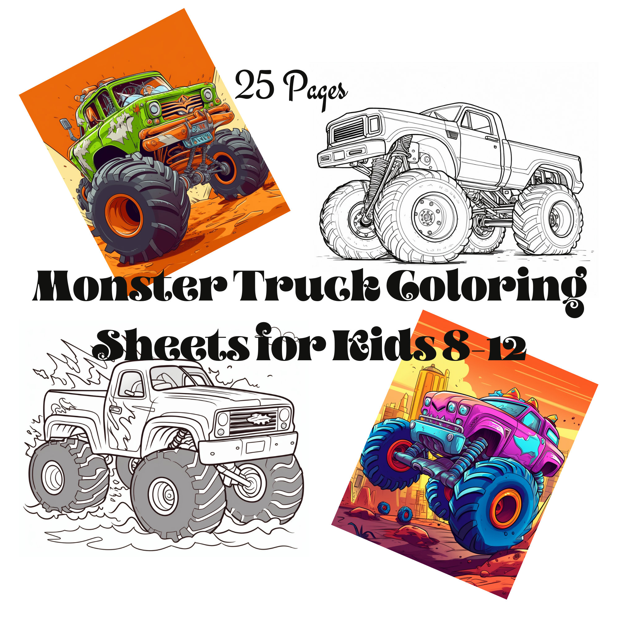 Printable monster truck coloring sheets for kids aged