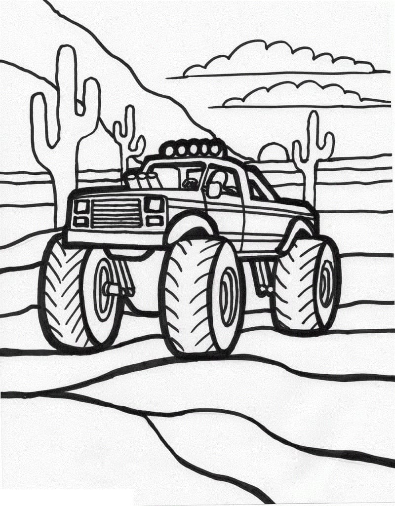 Free printable cool monster truck coloring page