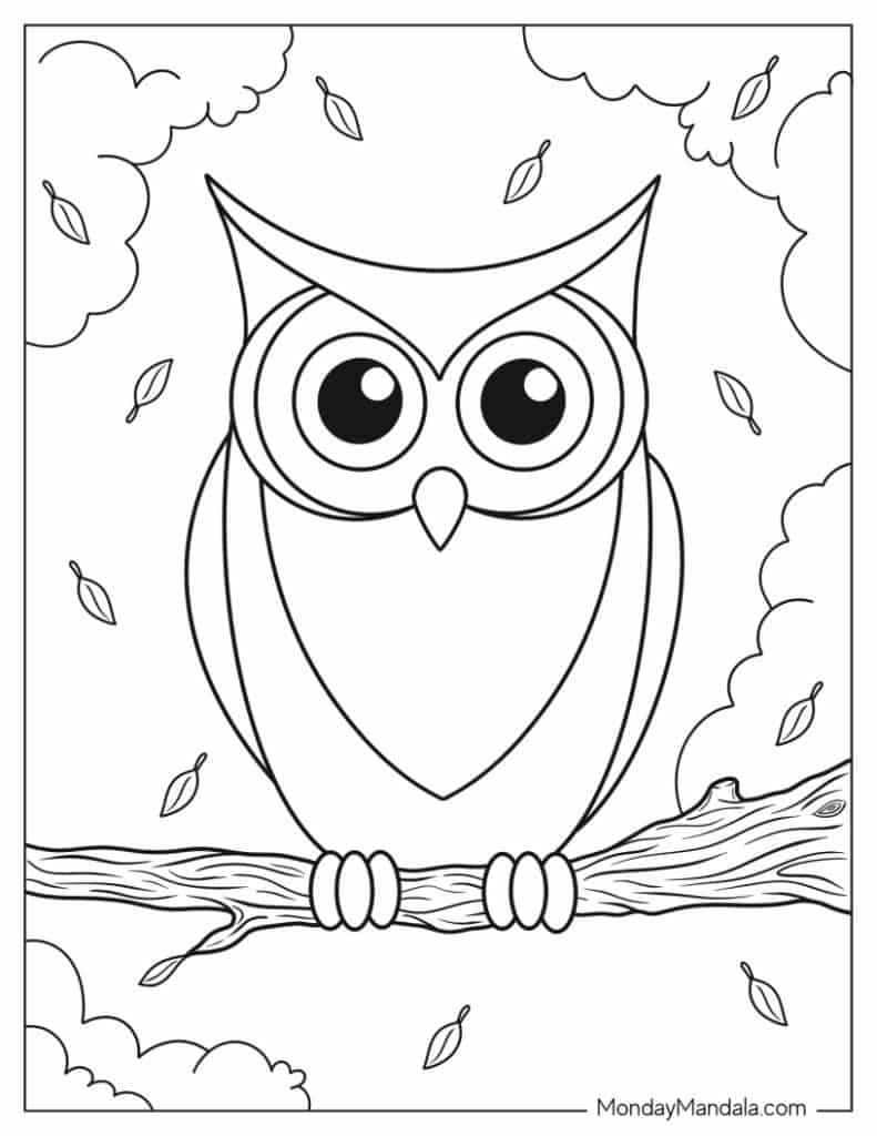 Owl coloring pages free pdf printables