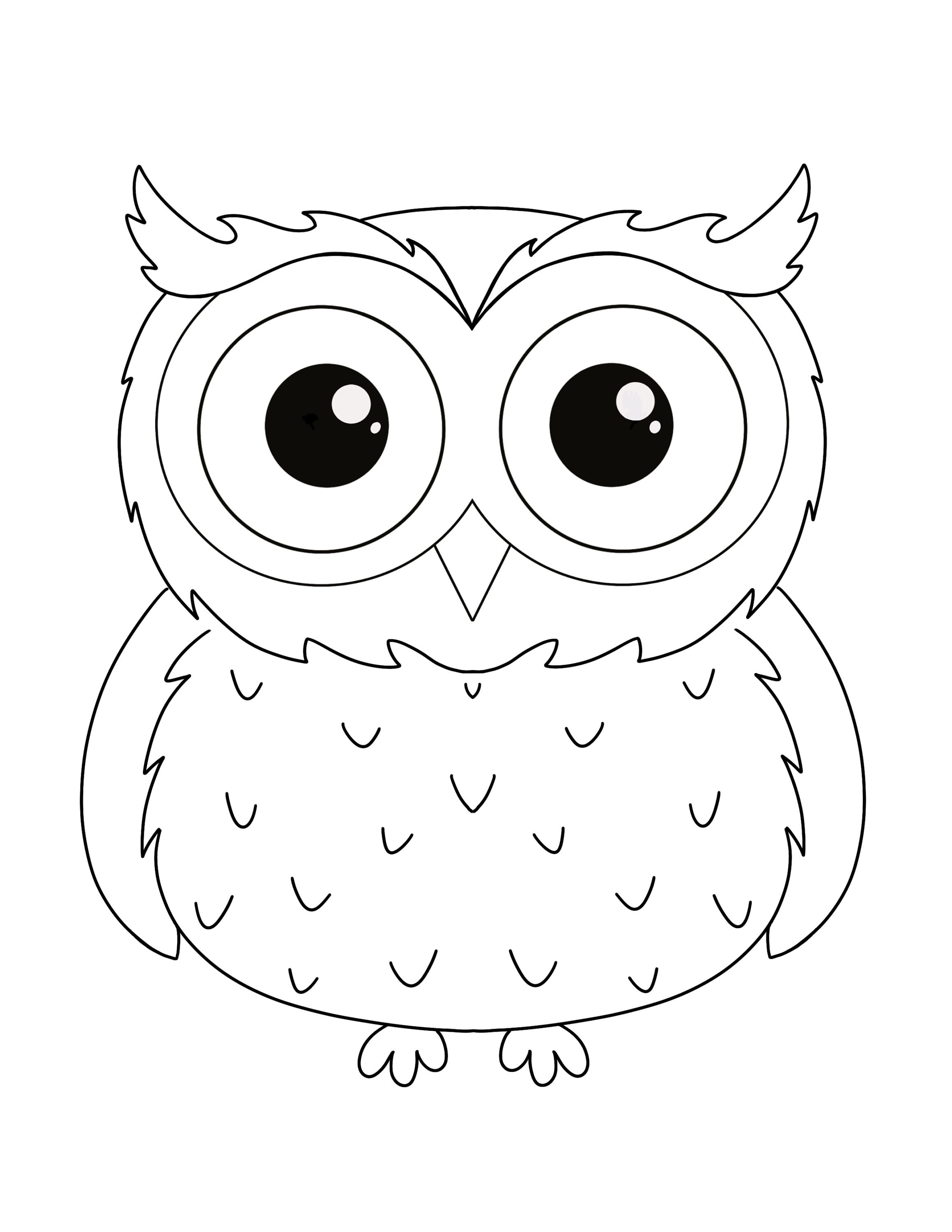Cute owl coloring page for kids digital download full page owl coloring page pdf png jpg