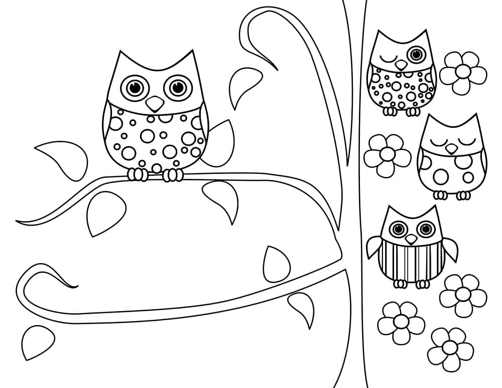 Cute owls coloring page