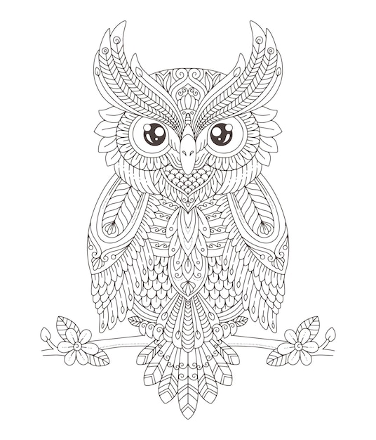 Premium vector printable mandala owl coloring pages
