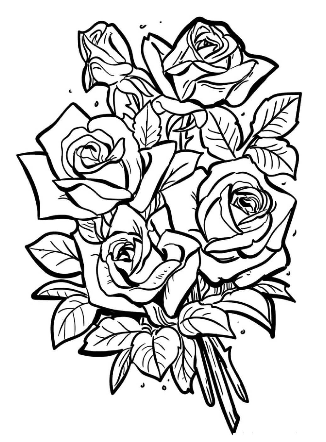 Beautiful bouquet rose coloring page